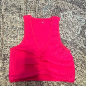 Hot pink cinched crop top